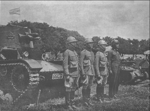 Thai tank crew with the British Vickers Mark E