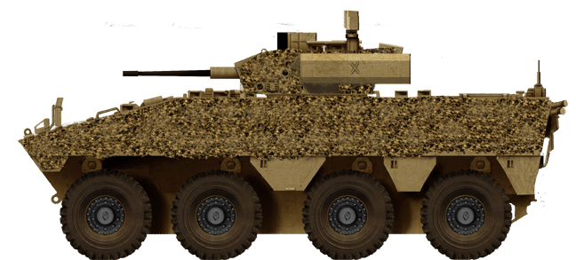 VBCI CTA-40 in desert livery with thermal camouflage