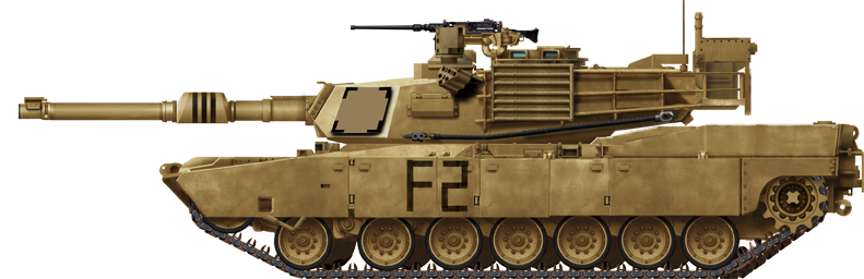 M1A2 of the US Army 2nd Platoon, F company, 2nd Batallion, 3th Armored cavalry Regiment in Iraq in april 2003.