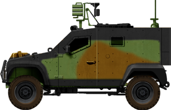 Base vehicle of the French Army with a smoke projector rack
