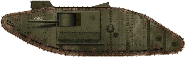 Mark II tank No.790 was stuck in a captured German gun pit at Arras