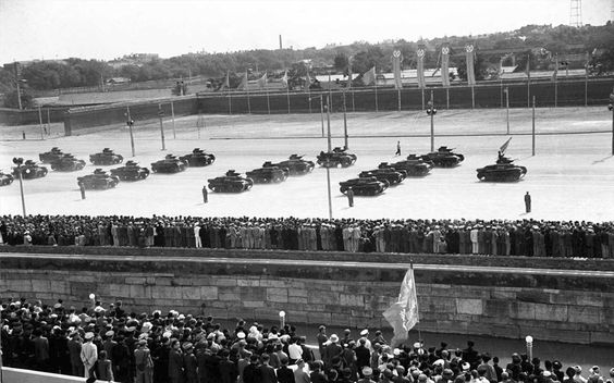 18 PLA Ha-Go tanks on parade in Tiananmen Square, 1st October 1949