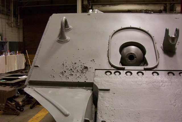 The splash damage left from the penetration of the final drive assembly - Picture: Don Moriarty