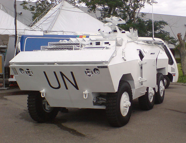 Brazilian Urutu in UN colors during the United Nations' Stabilisation Mission in Haiti in 2004
