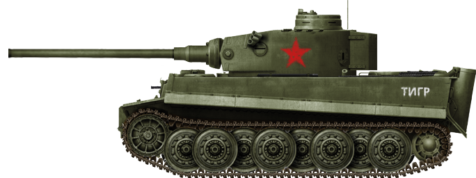 T-VI-100 in Soviet colors, with star emblem and writing “Tiger” – illustration by Pavel Alexe