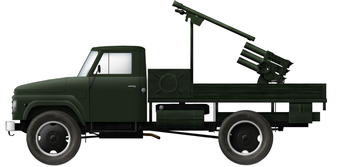 107 mm MRL on Sungri-61NA armed with Igla MANPADS. Illustration by Pavel Alexe, funded through our Patreon campaign.