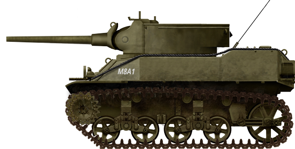 An illustration of the 75 mm Gun M3 on 75 mm Howitzer Motor Carriage M8 Chassis by the glorious Pavel Alexe. Original illustration by Tank Encyclopedia’s own David Bocquelet.