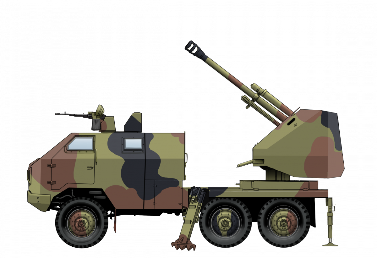 M09 105 mm Armored truck-mounted howitzer. Illustration by Hans.