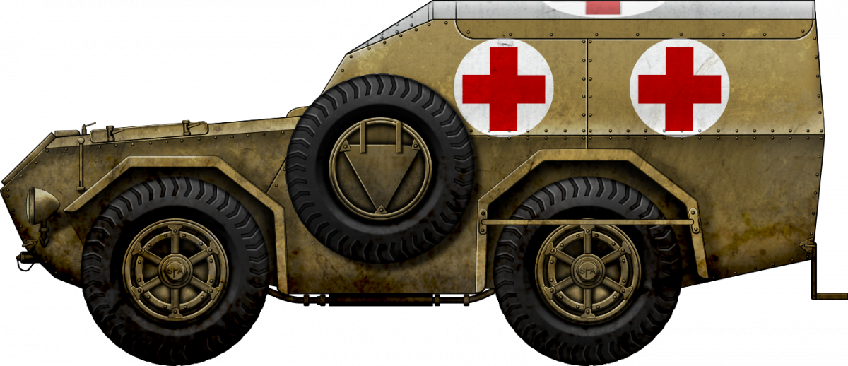 SPA-Viberti AS43 Ambulanza Scudata. Illustration made by Godzila.