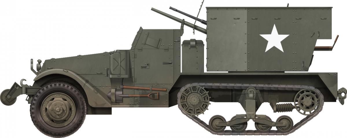 Combination Gun Motor Carriage M15. Illustration by Oussama Mohamed 'Godzilla', funded by our Patreon campaign.