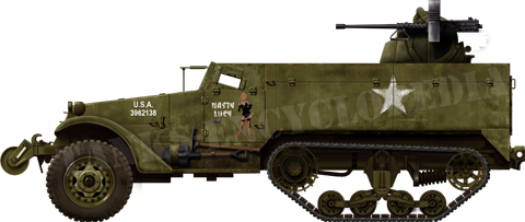 The M13 (and the M14 subversion) MGMC were the first successful AA adaptations of the M3 Half Track, using the Maxson M33 twin mount.