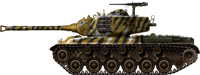 A M46 Patton in 1951 with the famous tiger pattern.