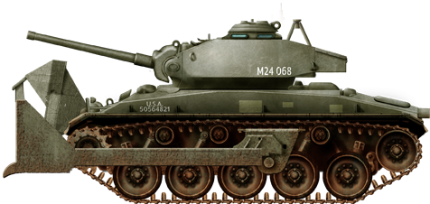 M24 Chaffee fitted with the long armed Dozer Blade