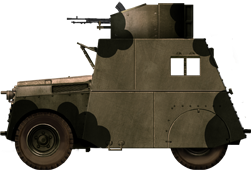 Beaverette Mark III with Bren gun and Mickey Mouse camouflage.