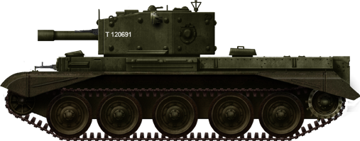 Cromwell Mark V CS. This model was up-armored, with an add-on welded plate raising the front to 101-102 mm (3.98 in).
