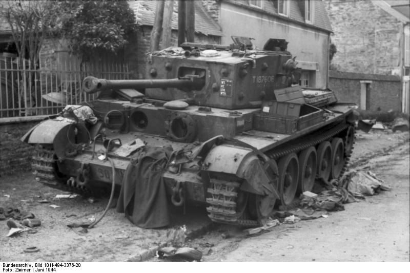 Cromwell destroyed at Villers Bocage, 13 June 1944 - Credits: Bundesarchiv.