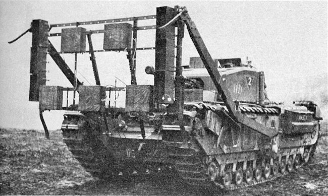 Royal engineer's AVRE Double Onion special demolition vehicle.