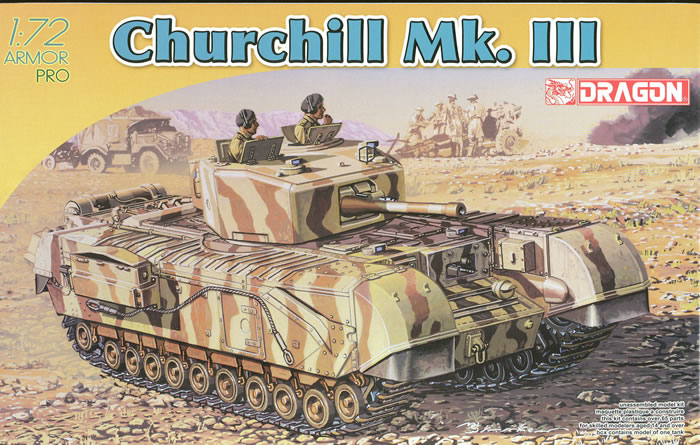 Artist impression, Dragon boxart, Churchill Mk.III, 145th Rgt RAC, Tunisia, 1943.