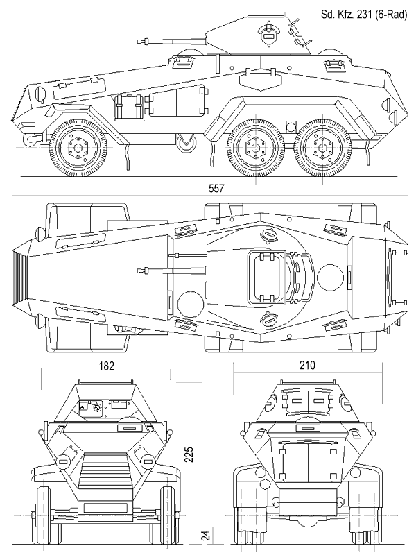 Technical drawing of the Sd.Kfz.231 6 rad