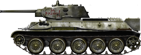 T-34 Model 1941, unknown unit, Northern sector, early 1942. Slogan: For the Fatherland