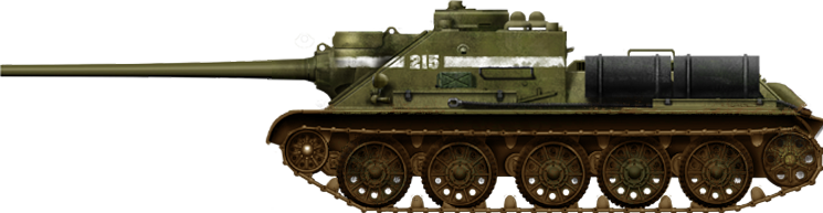 The SU-100 was an evolution of the SU-85 based on the T-34-85 chassis, developed during the fall of 1944, and rearmed with a longer barreled, 100 mm (3.94 in) version of the D10 antitank gun
