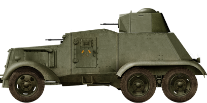 Republican AAC-37 in green livery. Turrets are believed to have just been armed with single machine guns, originally.